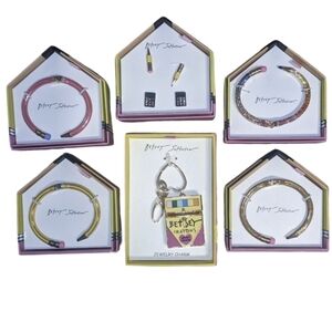 Betsey Johnson Back To School Jewelry 6pc Lot; Bag Charm, Bracelets & Earrings